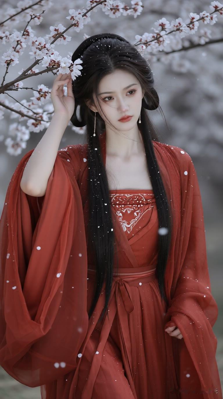 一树寒梅白雪覆，幽幽香气满园布。美女人像群 高清美女 高雅气质美女 古风