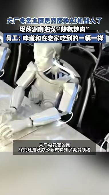 大厂员工回应炒菜机器人厨艺大厂食堂主厨居然都换AI机器人了AI机器人达不到中式爆