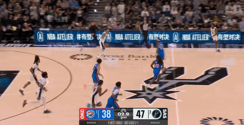 太吓人了，文班亚马。雷霆vs马刺NBA