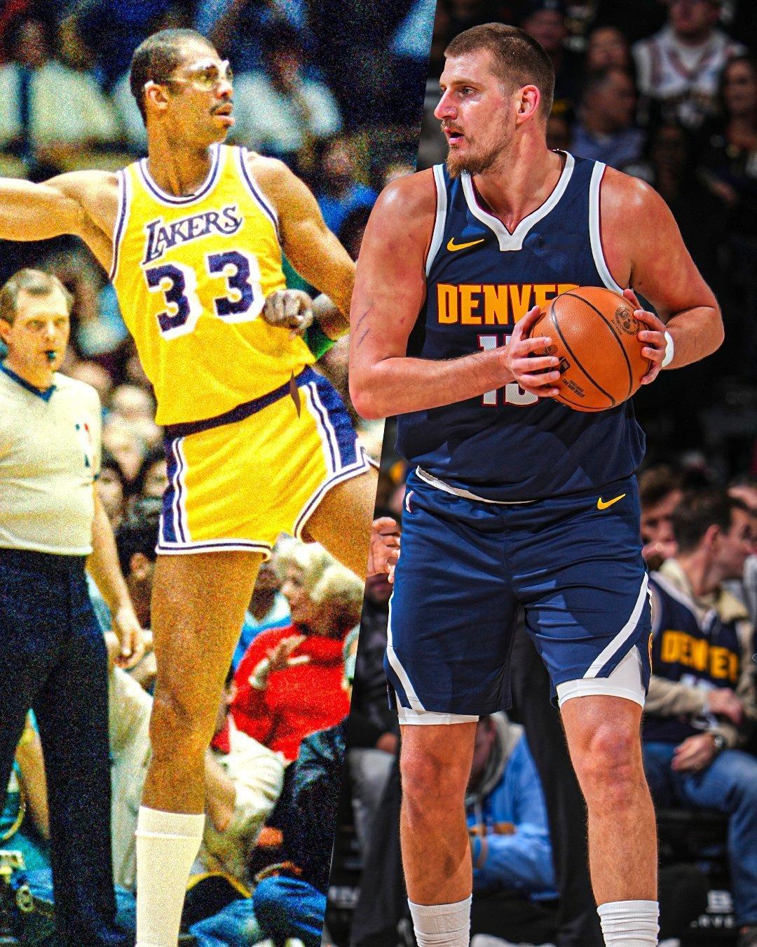 约基奇超越贾巴尔，成为NBA历史上助攻最多的中锋。约基奇MVP榜第一