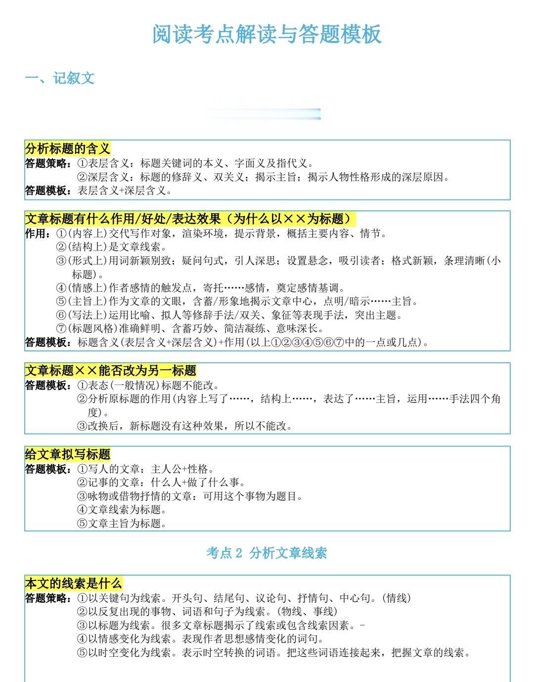 终于有人把阅读理解答题公式用表格讲清楚了，学起来