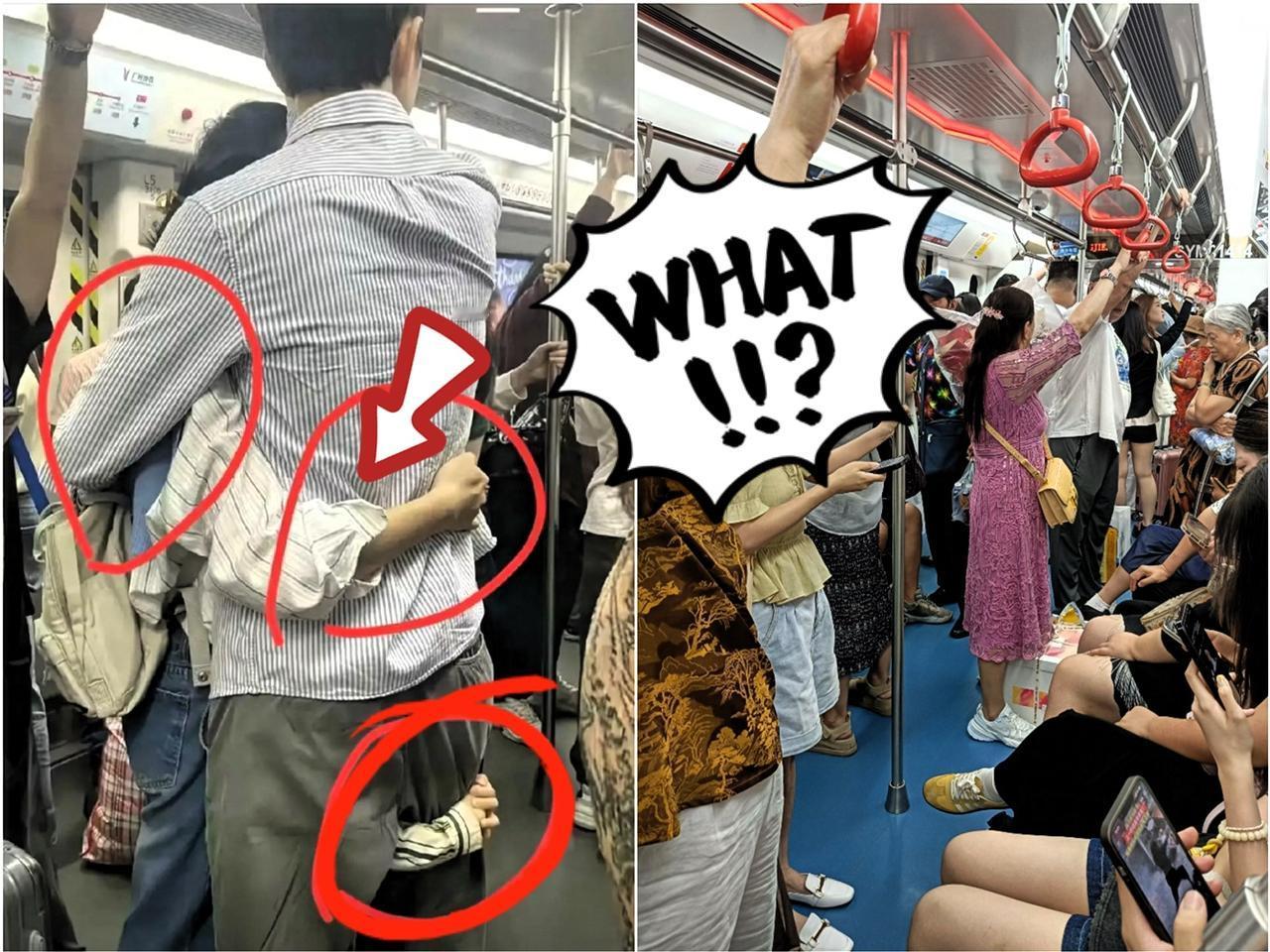 地铁上看到这暖心瞬间！
一对夫妻紧紧相拥，本以为是神仙爱情，
结果还有双小手抱着
