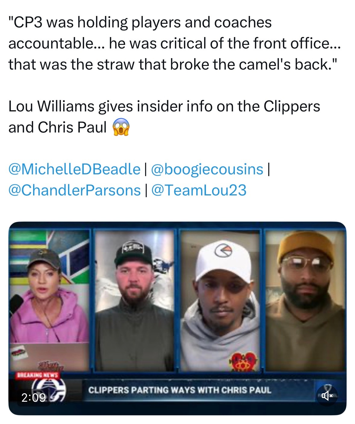 芦苇：“CP3当时一直在要求球员和教练承担责任……他还批评了管理层……这成为了压