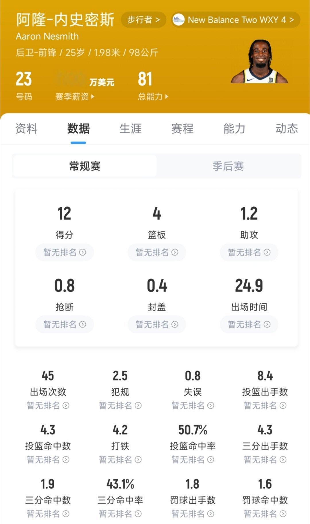 内史密斯常规赛和季后赛的三分球对比！提产提量！尼克斯vs步行者 ​​​