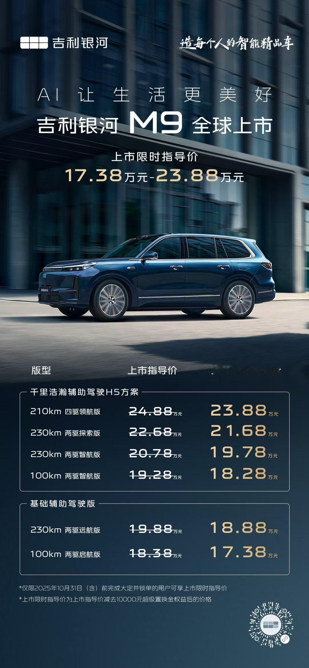 无法拒绝的大六座SUV吉利银河M9上市限时价17.38万起全家人的AI大六座旗舰