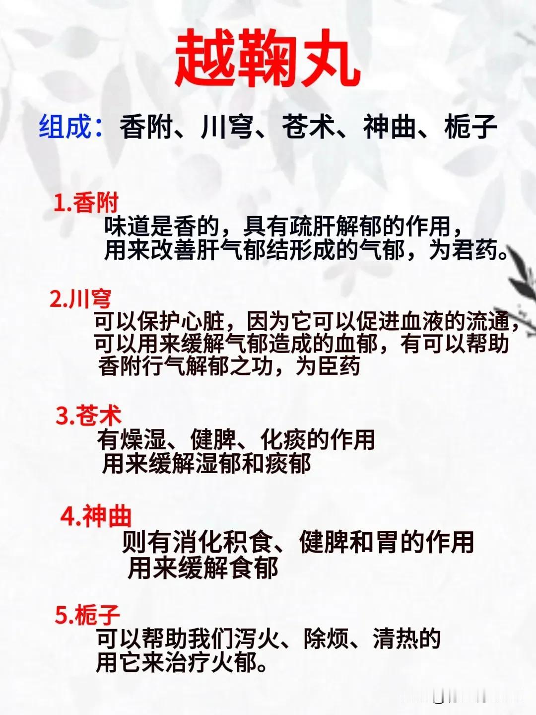 【揭秘千年古方，越鞠丸：五药合一，轻松解五郁】

在中医药的宝库中，有一款历史悠