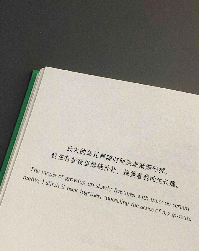 我在有些夜里缝缝补补，掩盖着我的生长痛。 