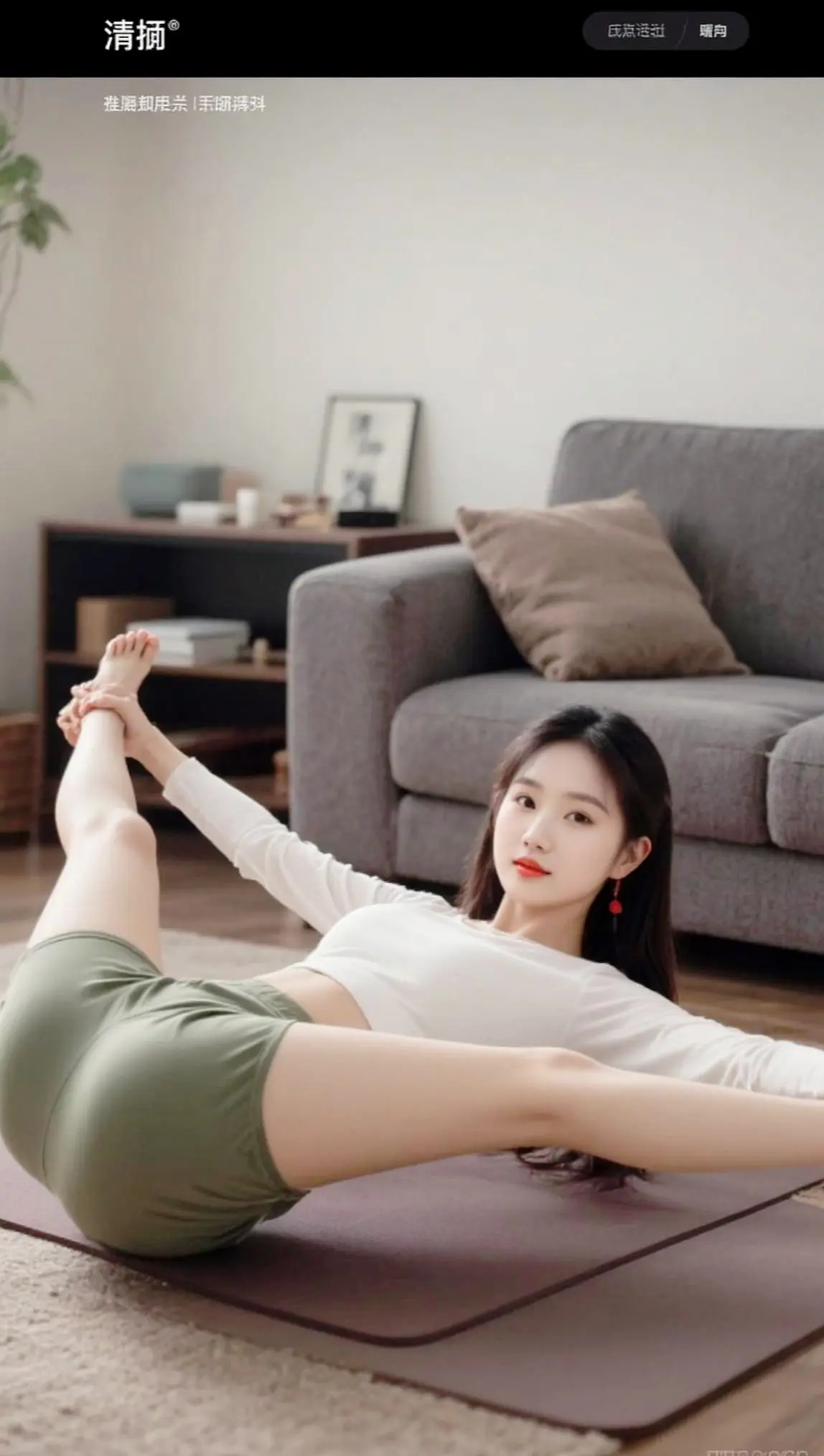 AI居家拉伸写真 ai创作 首页内容更精彩 舞蹈艺术写真 好身材就要不断的雕