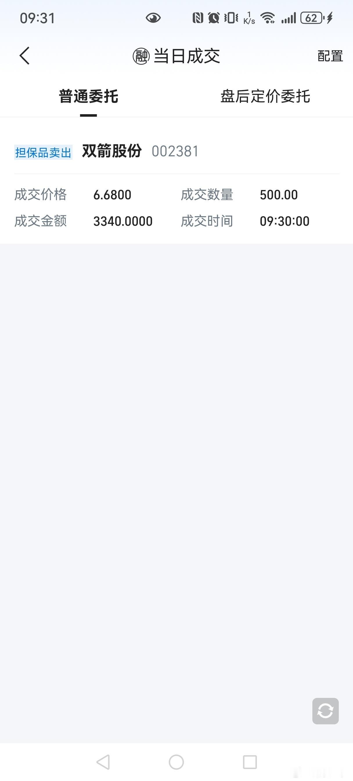 卖出双箭股份股票