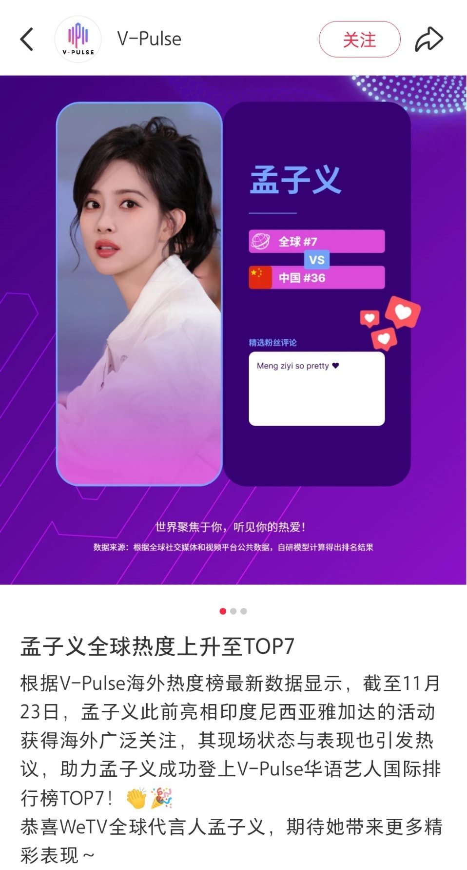 孟子义全球热度上升至TOP7！！这外网热度好高 