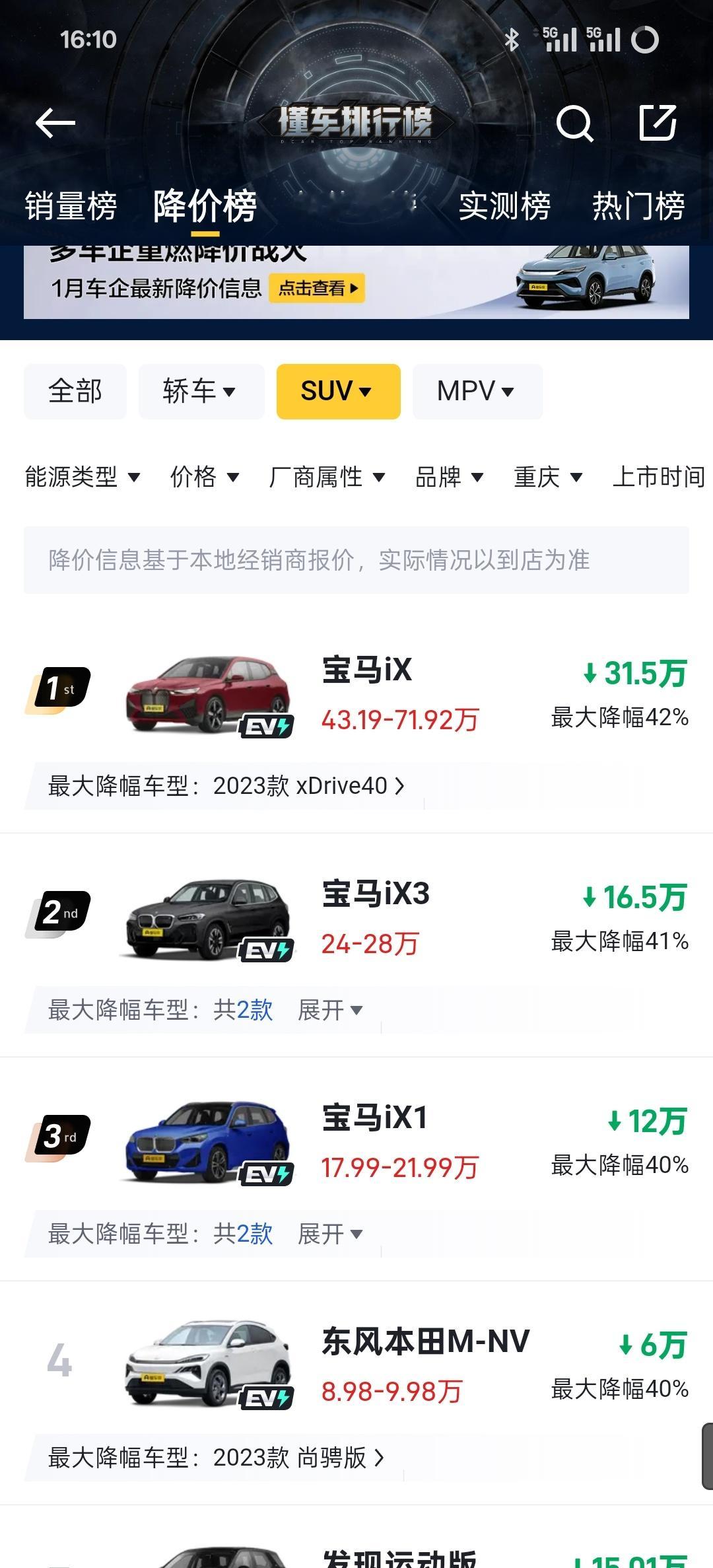 宝马这几个电 SUV 包揽了降价前三甲？ 