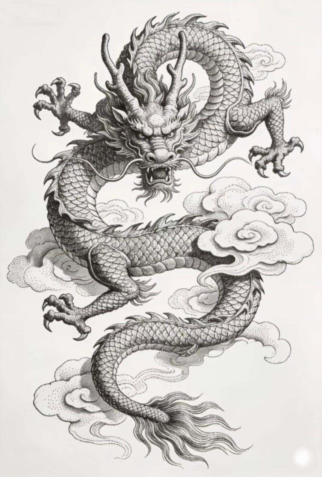 素材|​龙舞线条添百福，狮描轮廓纳千祥（龙狮线稿）传统文化 绘画 祝福