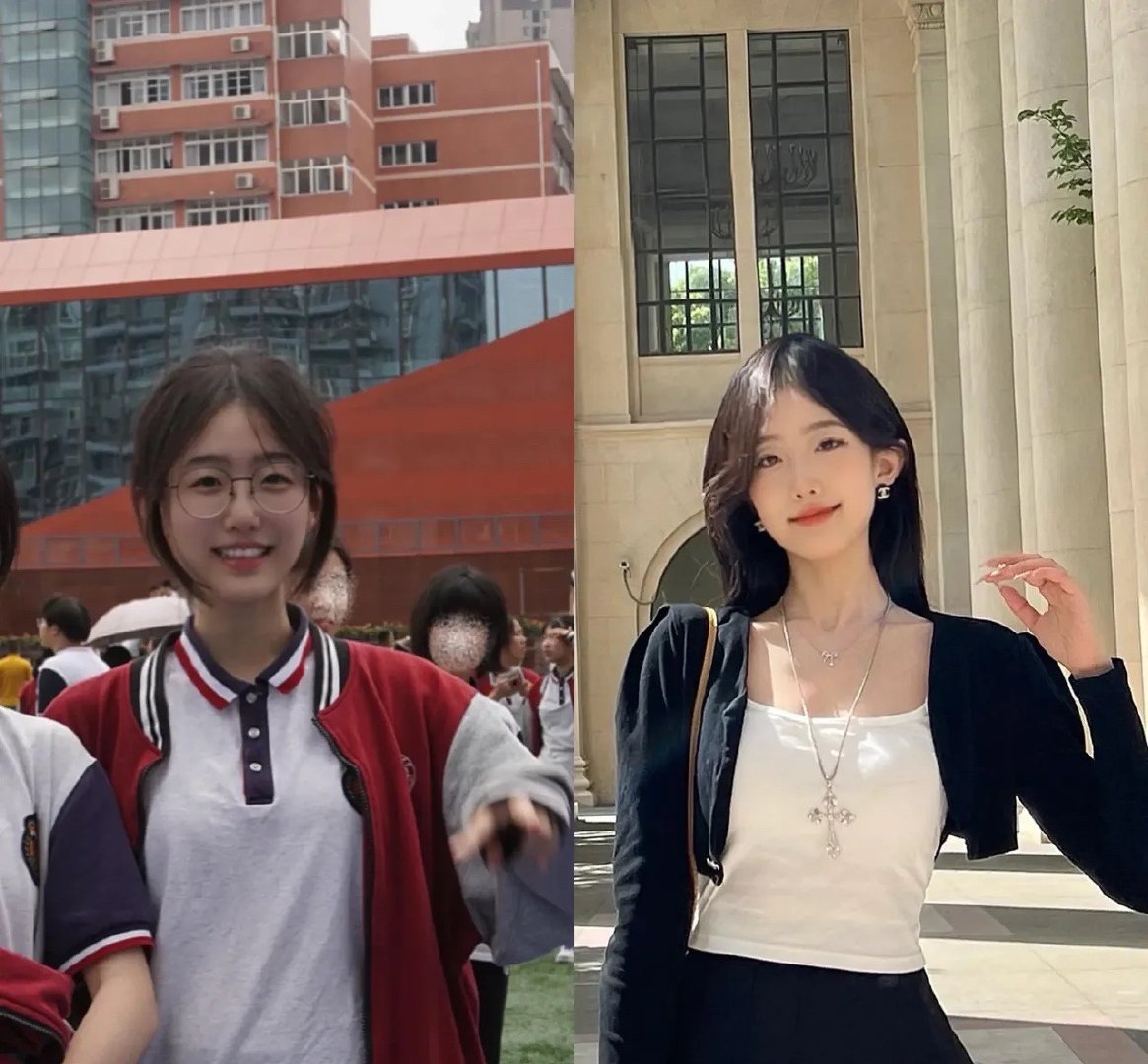 这位美女高中毕业和大学毕业前后对比，你们觉得最大变化是什么？ ​​​