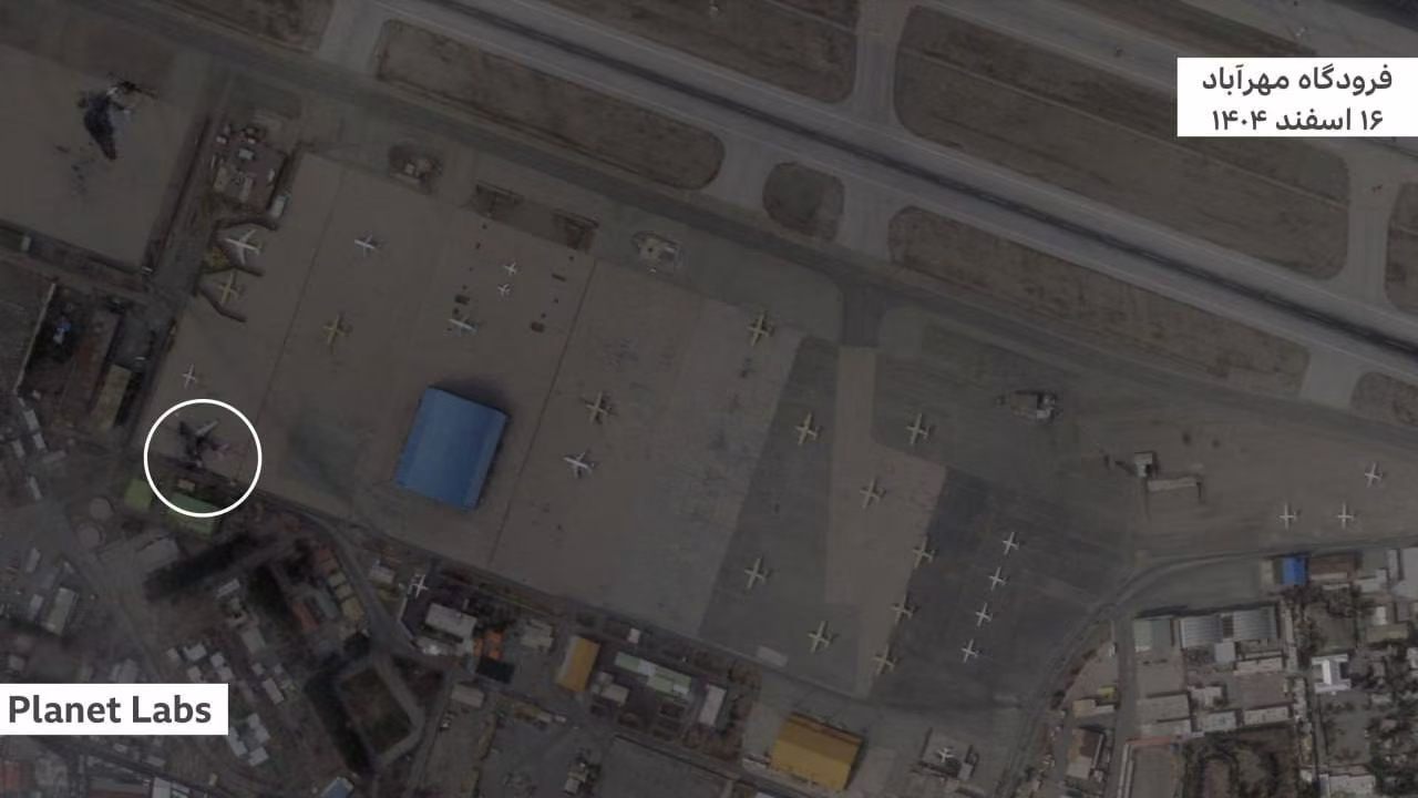 美国和以色列3月6日晚联合攻击了伊朗德黑兰附近的梅赫拉巴德国际机场后的样子。伊朗