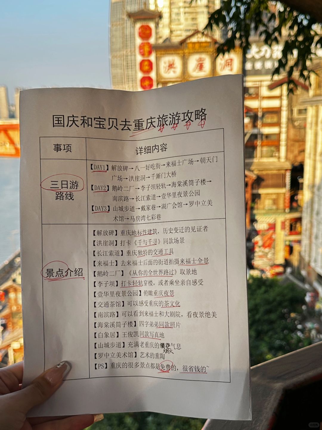 国庆带宝贝去重庆💖打印出来照着玩✅