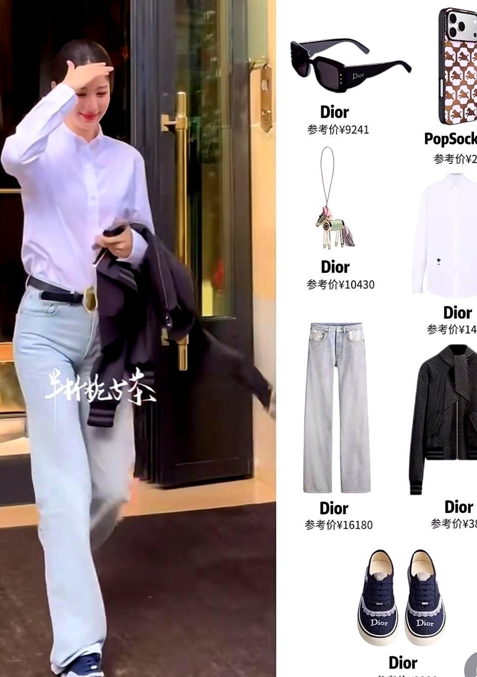 一条上万块的大牌牛仔裤，把172cm的女明星穿成了五五分。
 
王楚然在巴黎时装