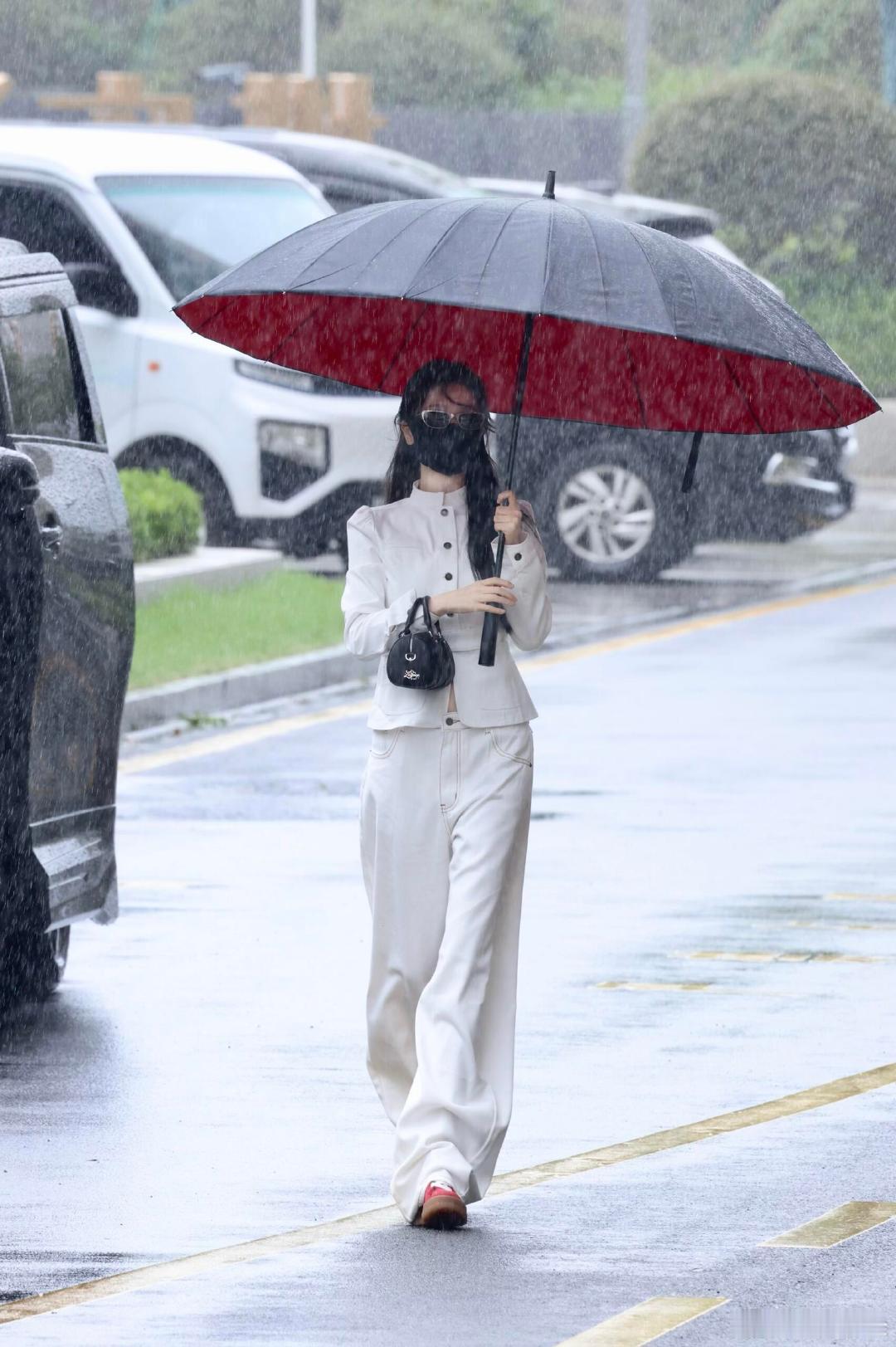 虞书欣虞书欣雨中撑伞神图虞书欣台风天也要上班 今天的虞书欣雨中撑伞完全神图，台风