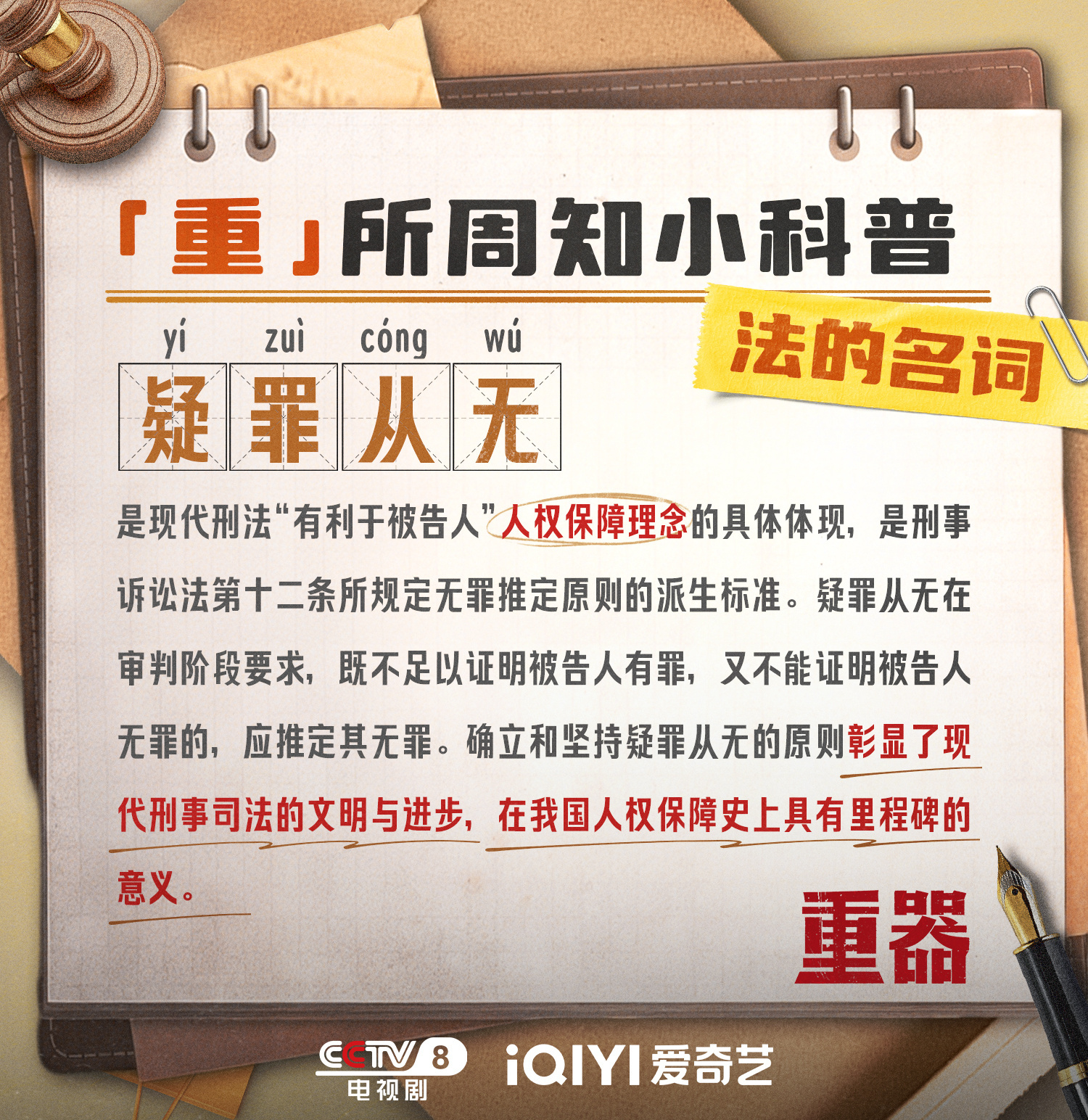 电视剧《重器》观剧时会频繁出现的专业法律术语，名词解释：『疑罪从无』是这部剧贯穿