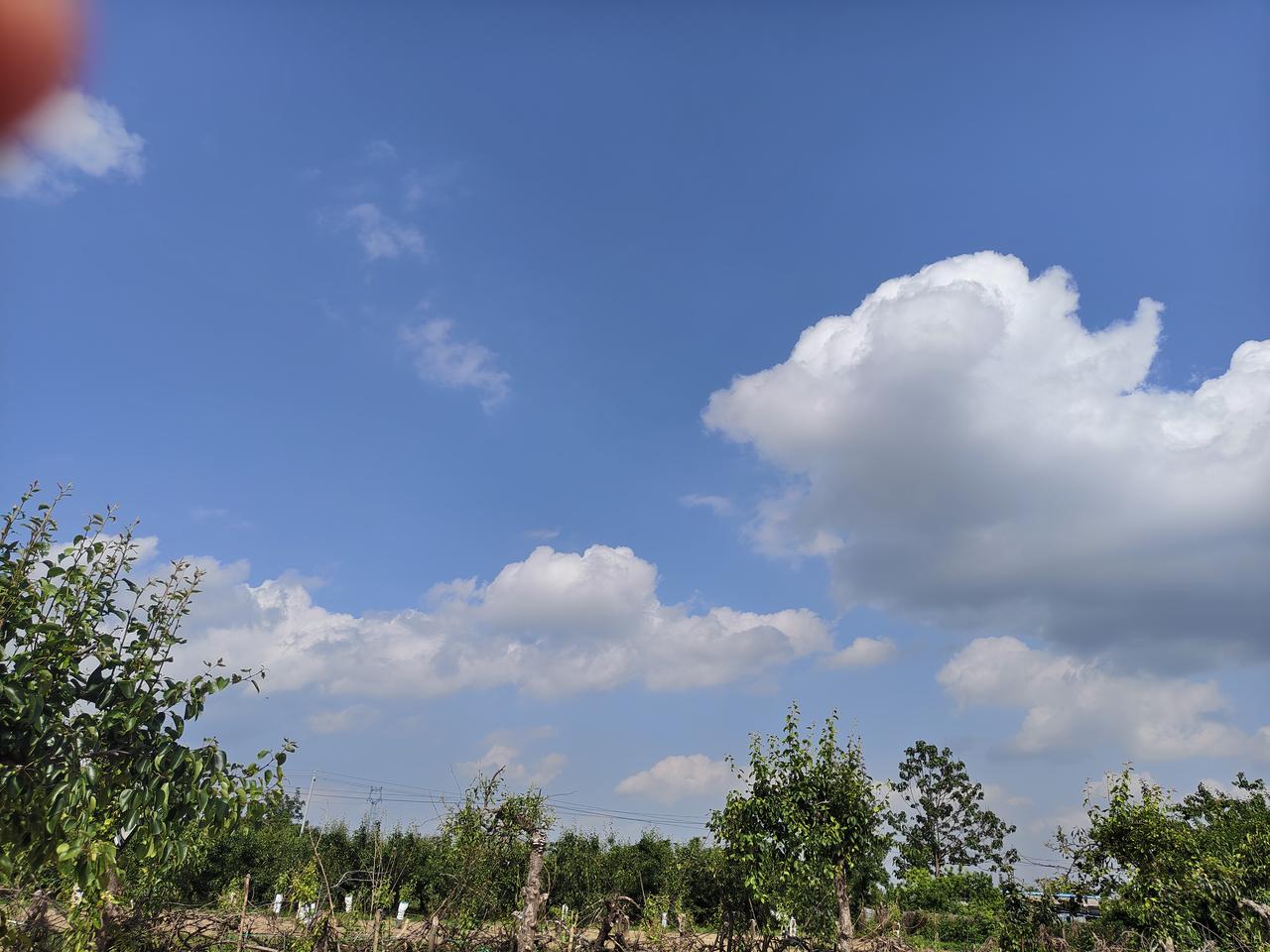 今天，运城盐湖的天空好蓝，白云好美。美在它的多姿，有的云朵好像棉花糖，有的云朵好