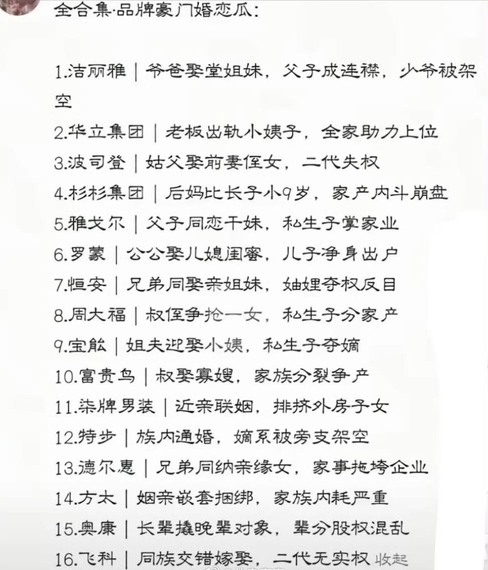品牌豪门恋情瓜，真乱呐