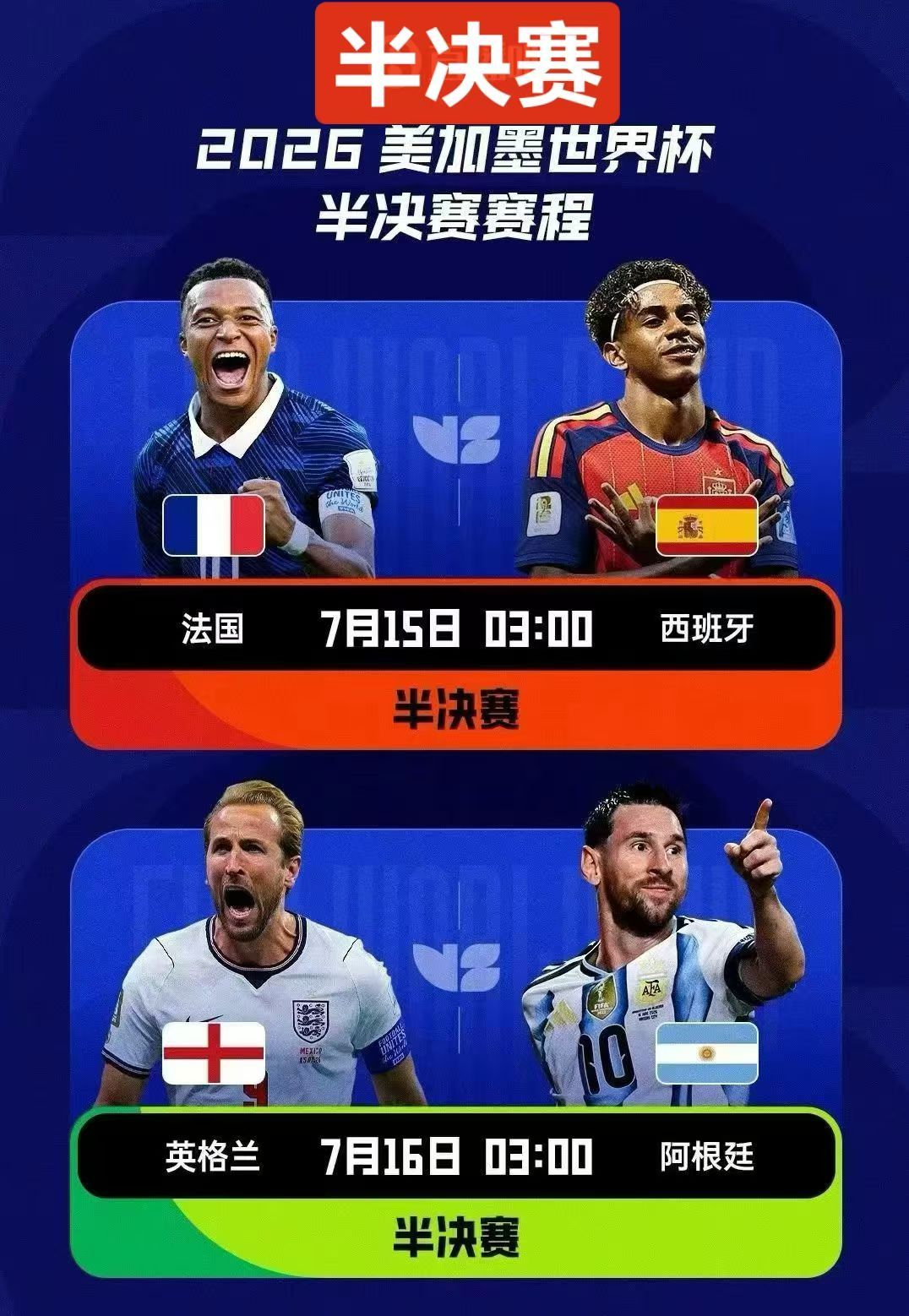 时间真快，半决赛要来了！世界杯