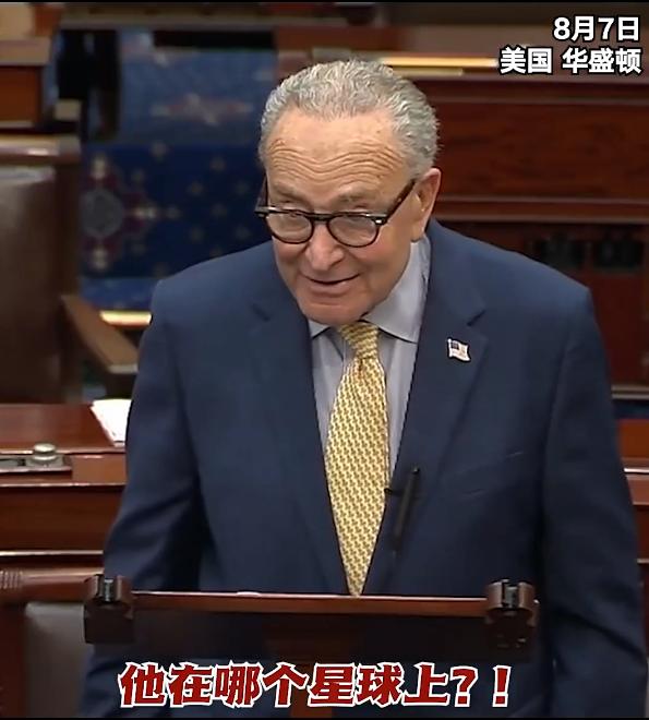 8 月 7 日，美国参议院民主党领袖舒默在国会公开发言，直接针对特朗普此前吹捧美