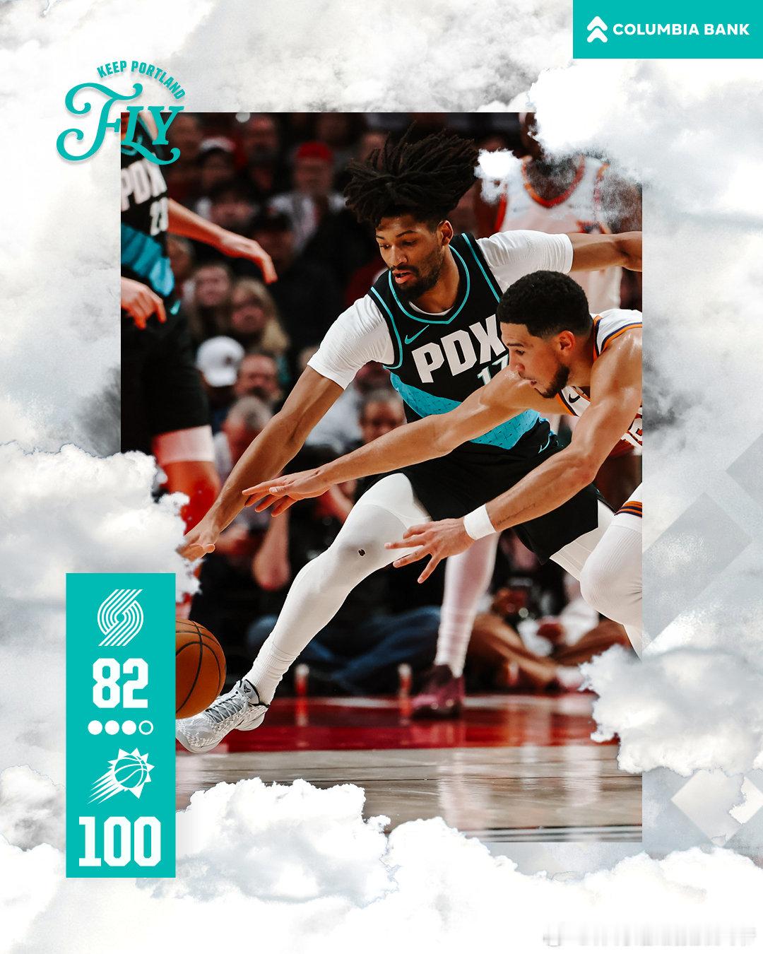 第三节比赛结束，我们以82-100暂时落后  cr：波特兰开拓者 