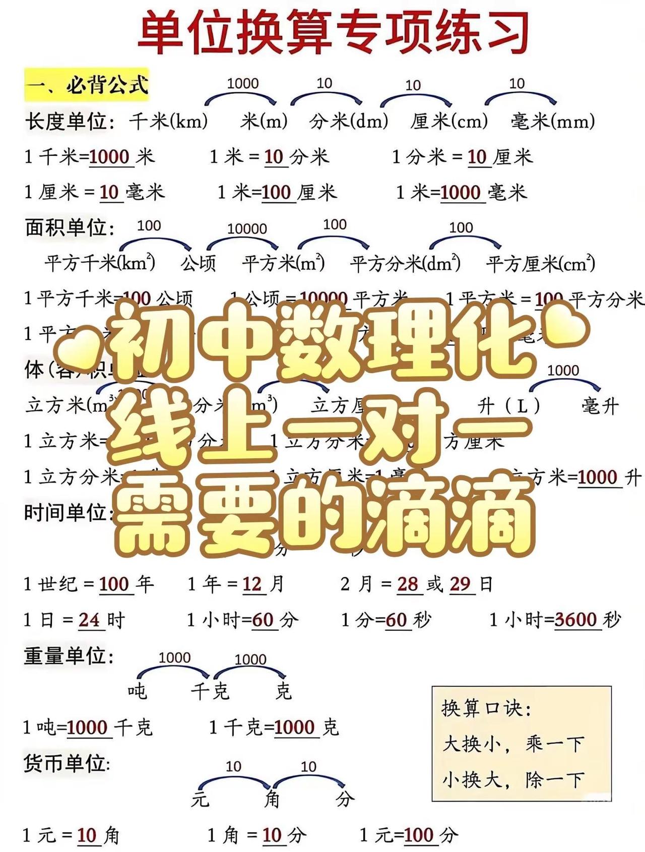 小学数学单位换算独立教师
