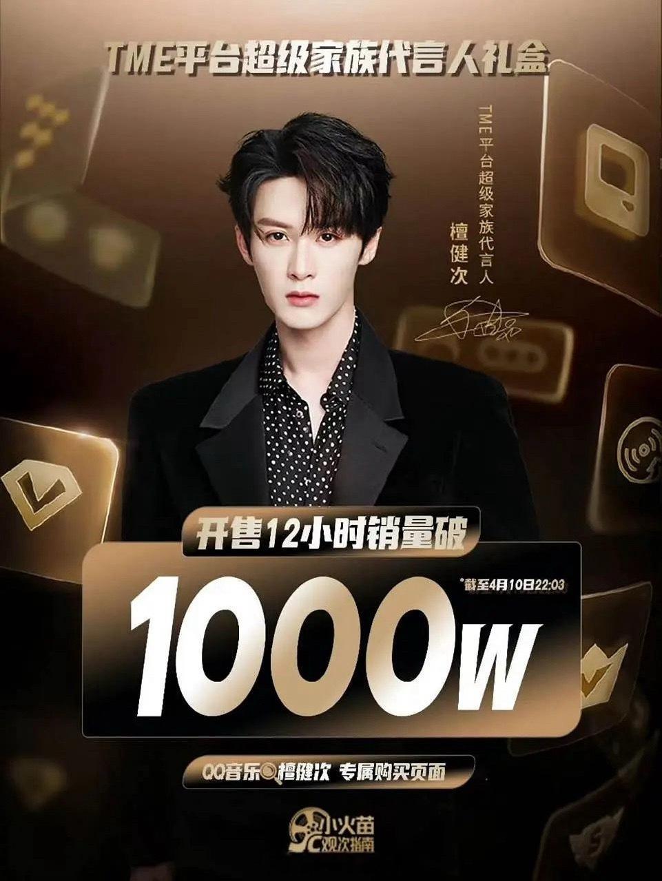檀健次TME首位集团超级家族代言人礼盒，仅12小时复购破1000w！号召力太强了