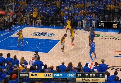 SGA一个胯下回拉中投！步行者喊出暂停雷霆步行者抢七大战nba新王登基 ​​​