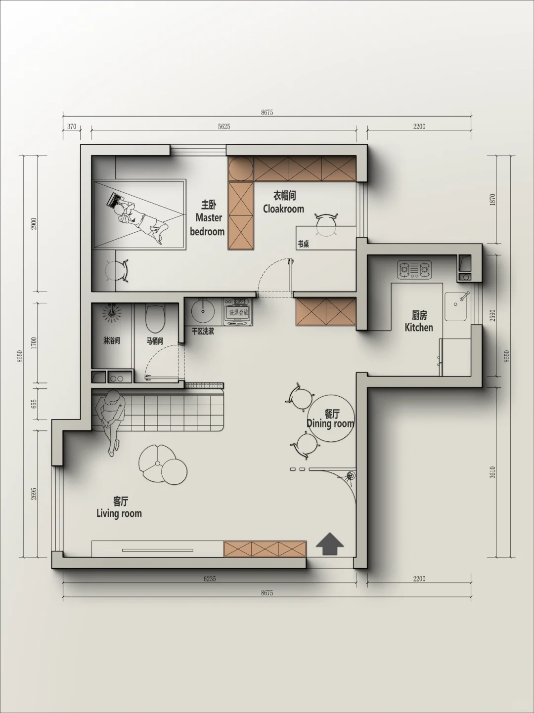 🍁户型改造丨北京50m²一人居三稿方案