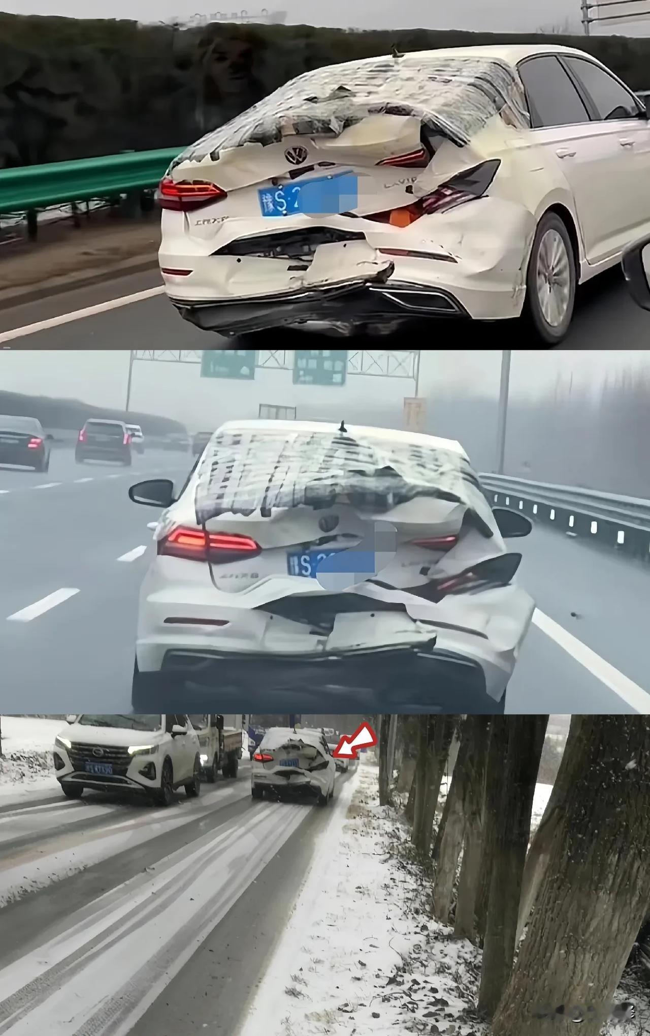 河南这辆被撞的“小白”，终于安全到家了！

日前，有网民分享了一条视频:一辆被追