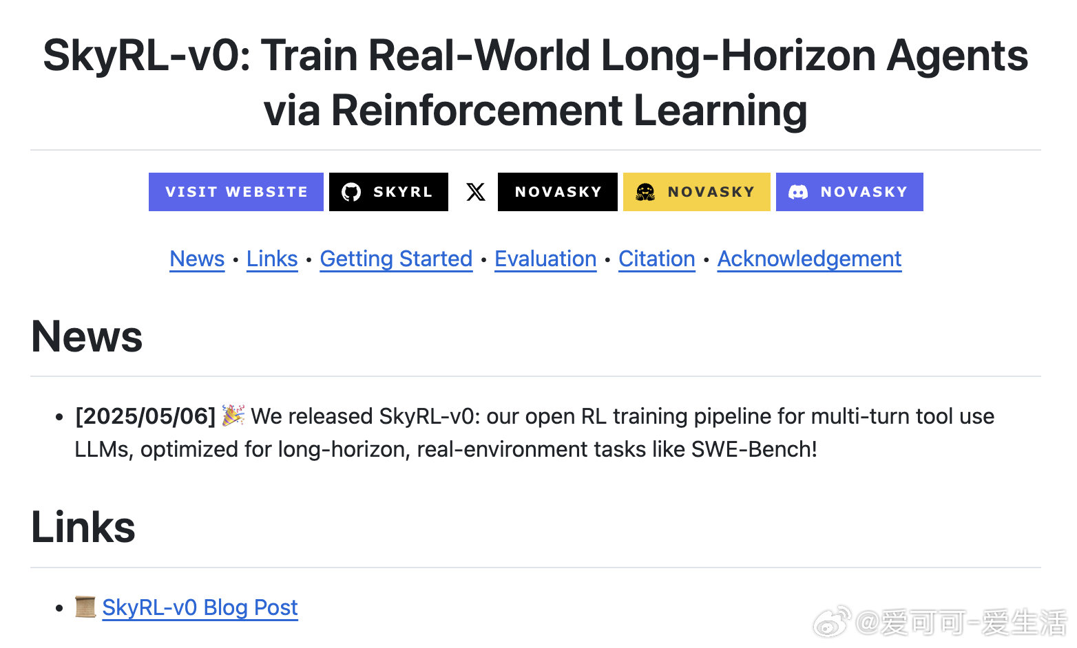 【[236星]SkyRL：通过强化学习训练真实世界长时域Agent的开源项目。亮