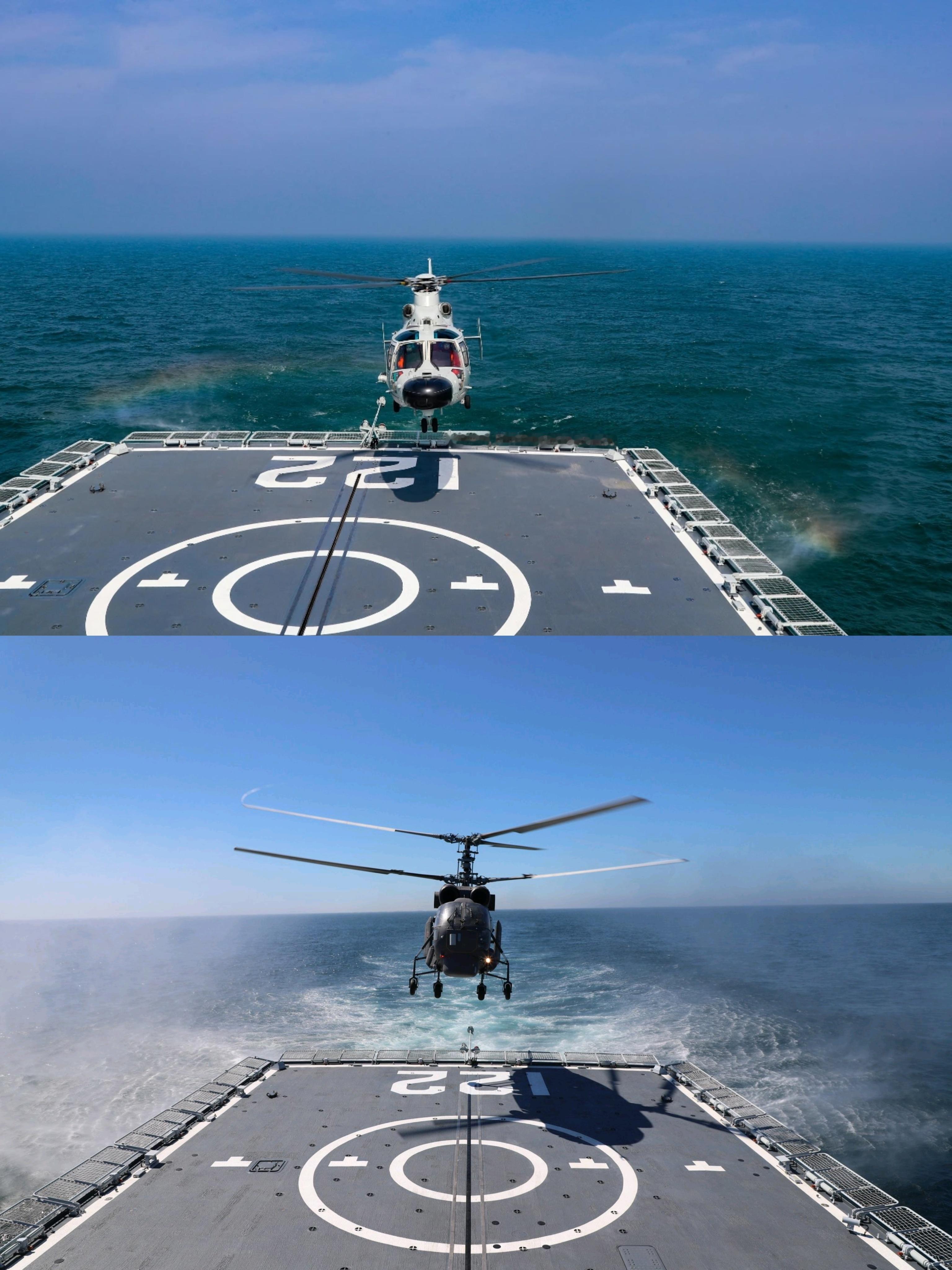 卡卡和豚豚🇨🇳直-9D/🇷🇺卡-27M在唐山舰上着舰小机差点意思 烽火问