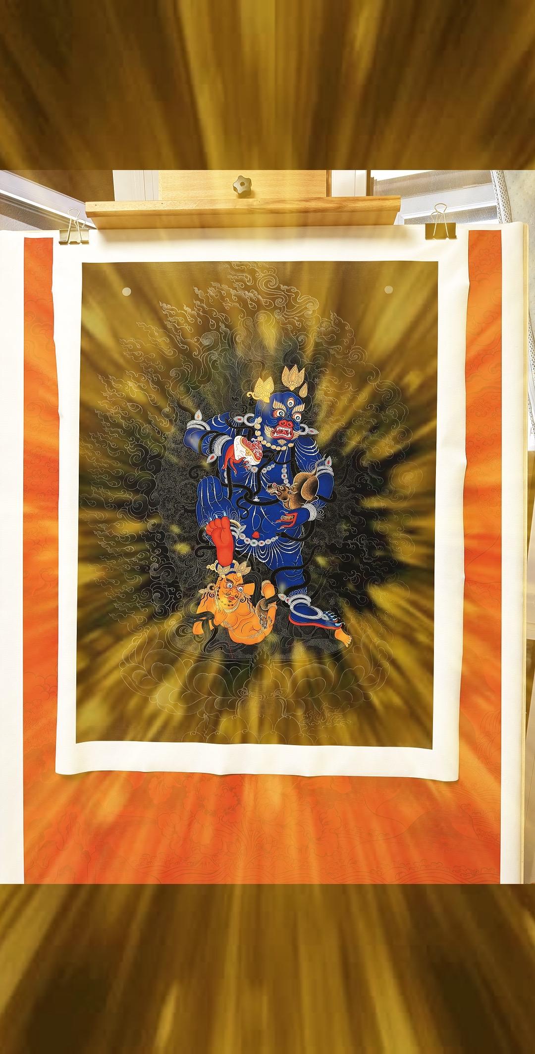 非遗唐卡 黑财神 描金 画稿 零基础