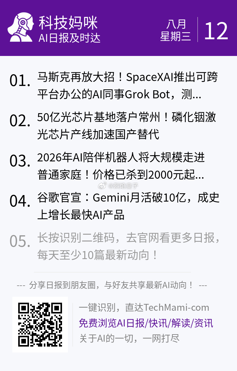 【 2026年8月12日 星期三 】过去24小时全球AI新鲜事，10条内容汇总: