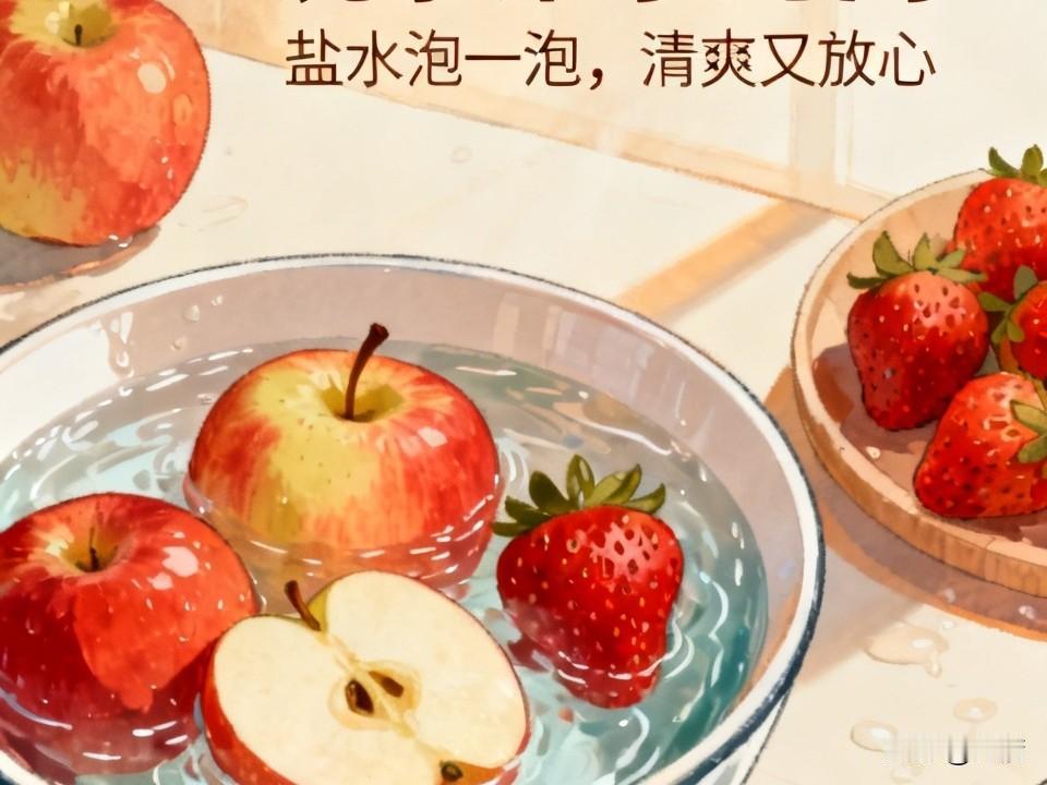 洗水果你们会放盐或苏打吗? 洗水果放盐这事，我觉得还挺有用的。就拿苹果来说，有时