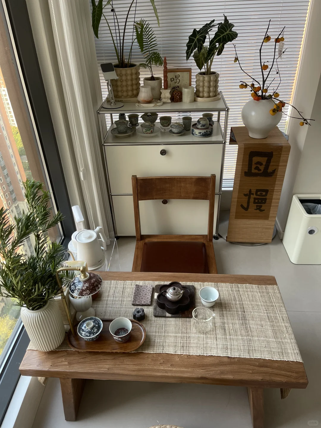 去了趟景德镇这阳台茶桌又丰富了些