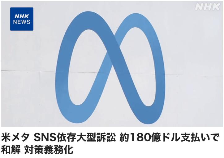 原脸书公司“Meta”高额付钱和解

围绕青少年和儿童对SNS（社交媒体）依赖及