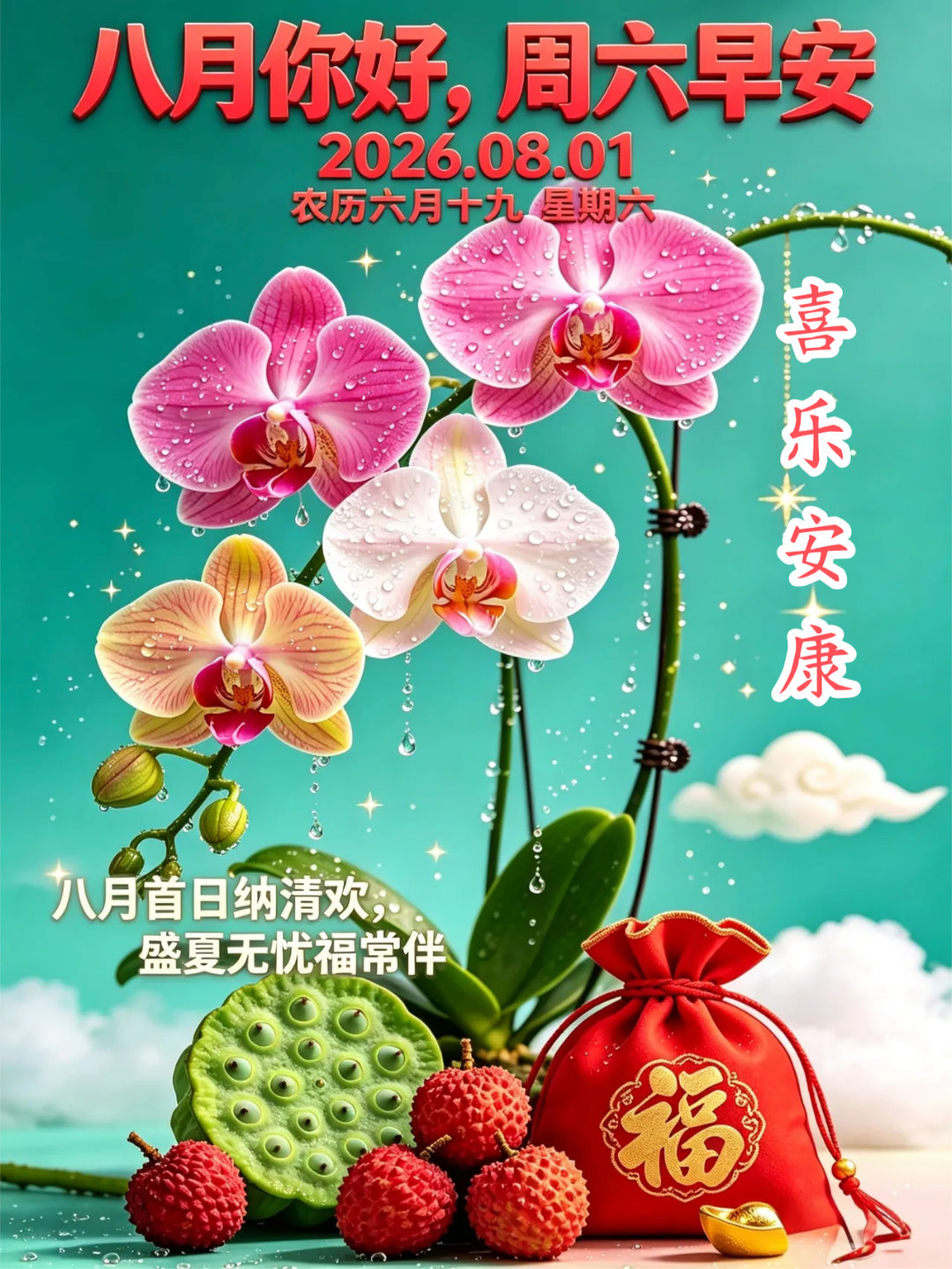🍎今天是8月第一天。建军节，向最可爱的人致敬！8月是盛夏的尾巴，也是秋天悄悄探