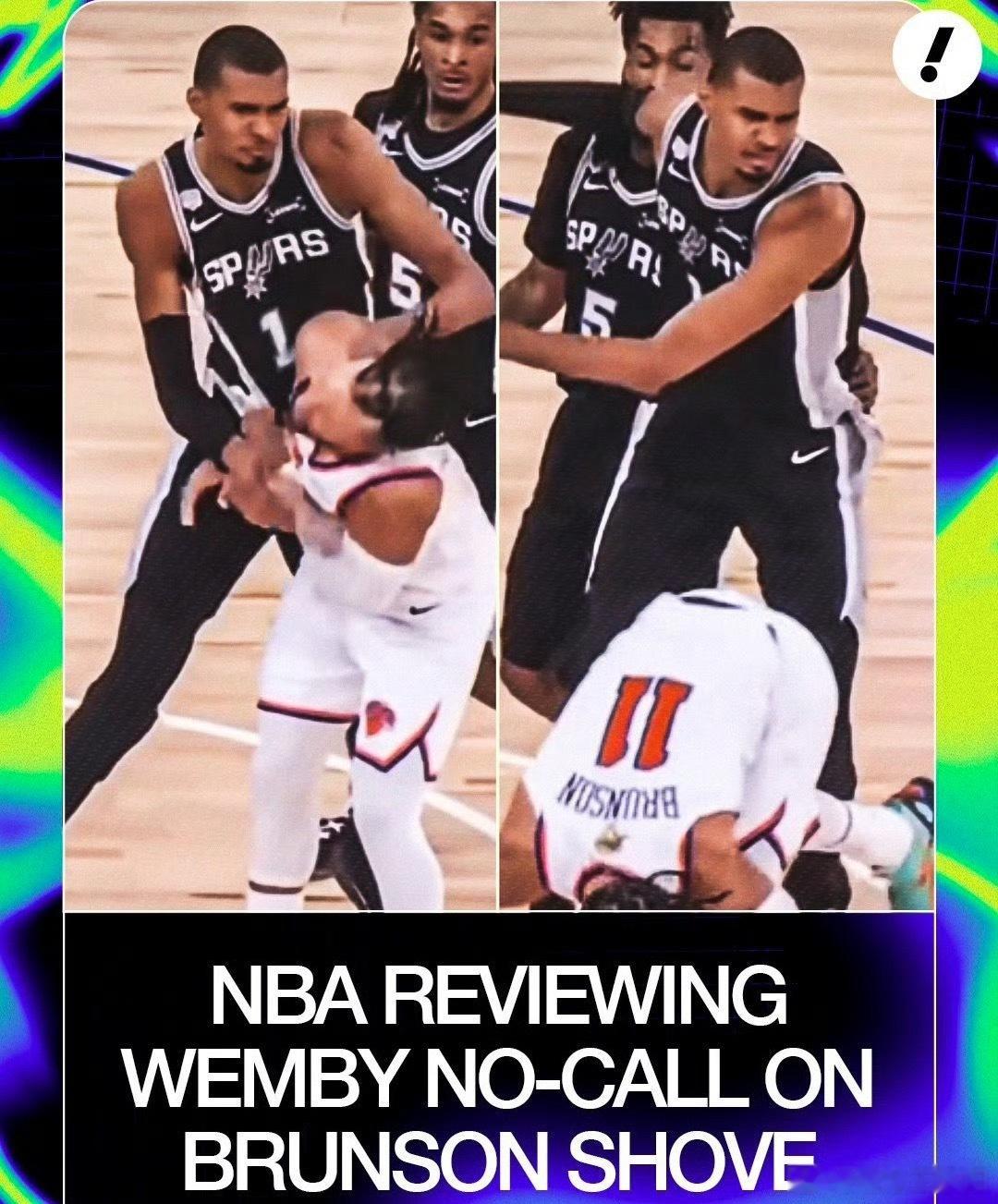 NBA官方宣布，总决赛G3文班亚马推搡布伦森的动作不会升级为恶意犯规，其季后赛恶