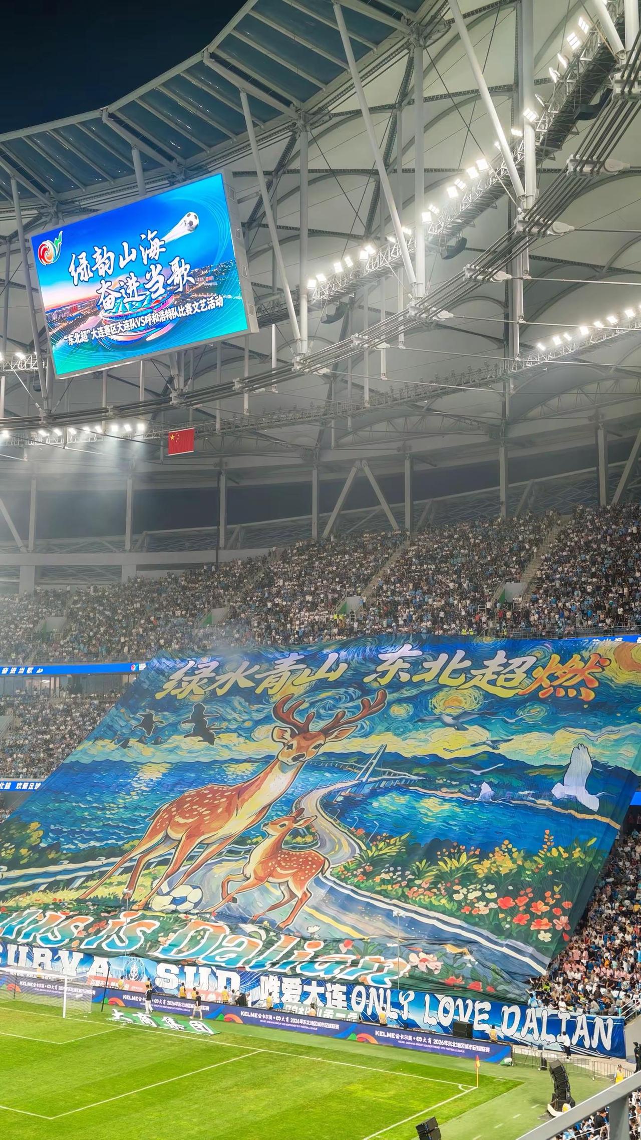 东北超大连三个主场三个主题TIFO，里奥宁铁人你就学吧！   大连 东北超 东北