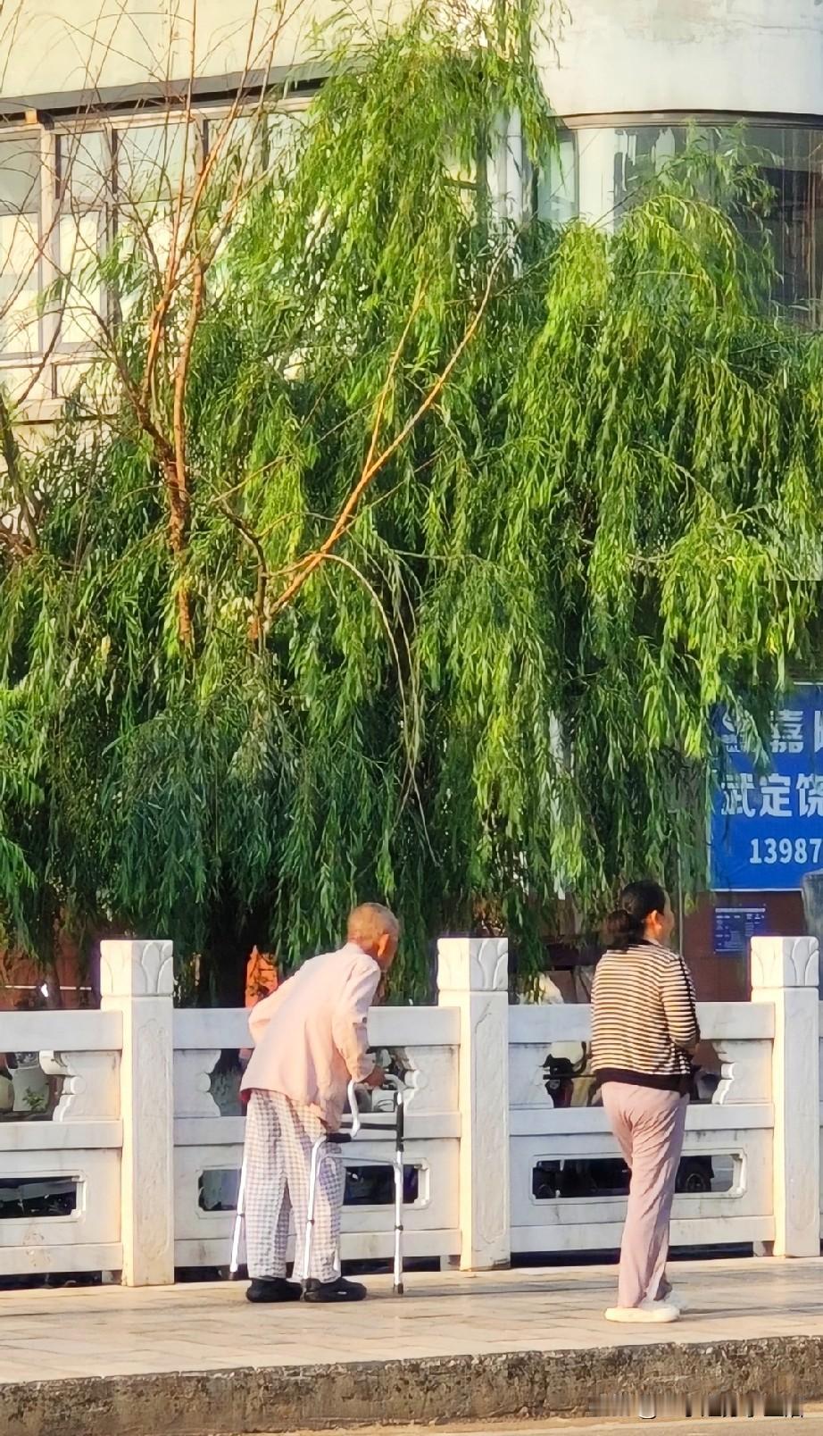 你看这位老大爷，听说是中风后遗症，陪在他身边的不知是儿媳还是闺女？这种病人有人陪