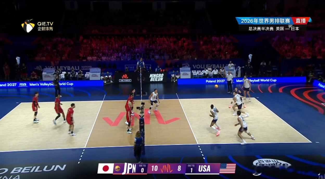 10扣1中1被拦，钱普林快下去了，tj上吧。美国男排vs日本男排 |2026年世
