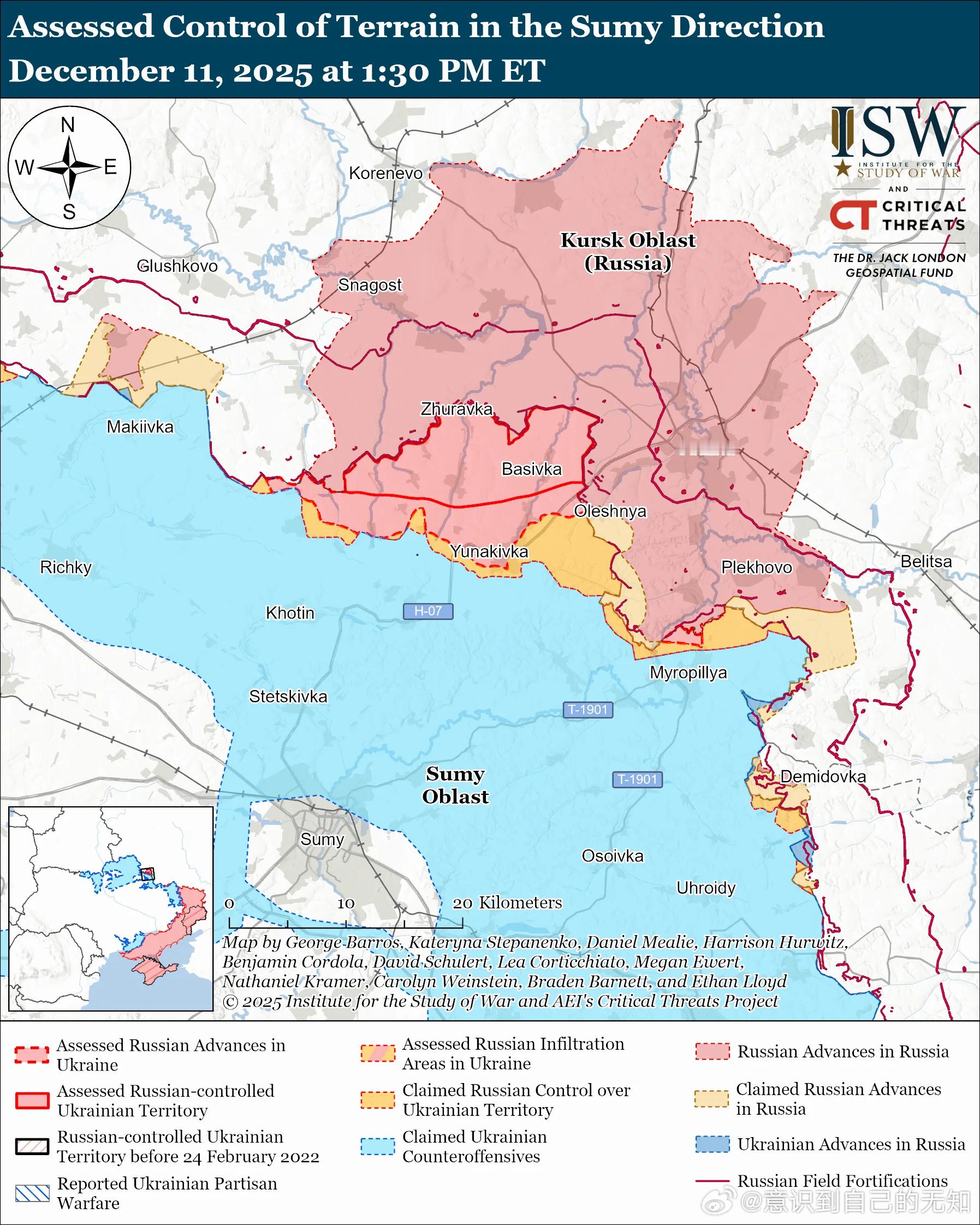 北方轴心俄罗斯的目标：在乌克兰北部沿国际边界建立可防御的缓冲区。12月11日俄军