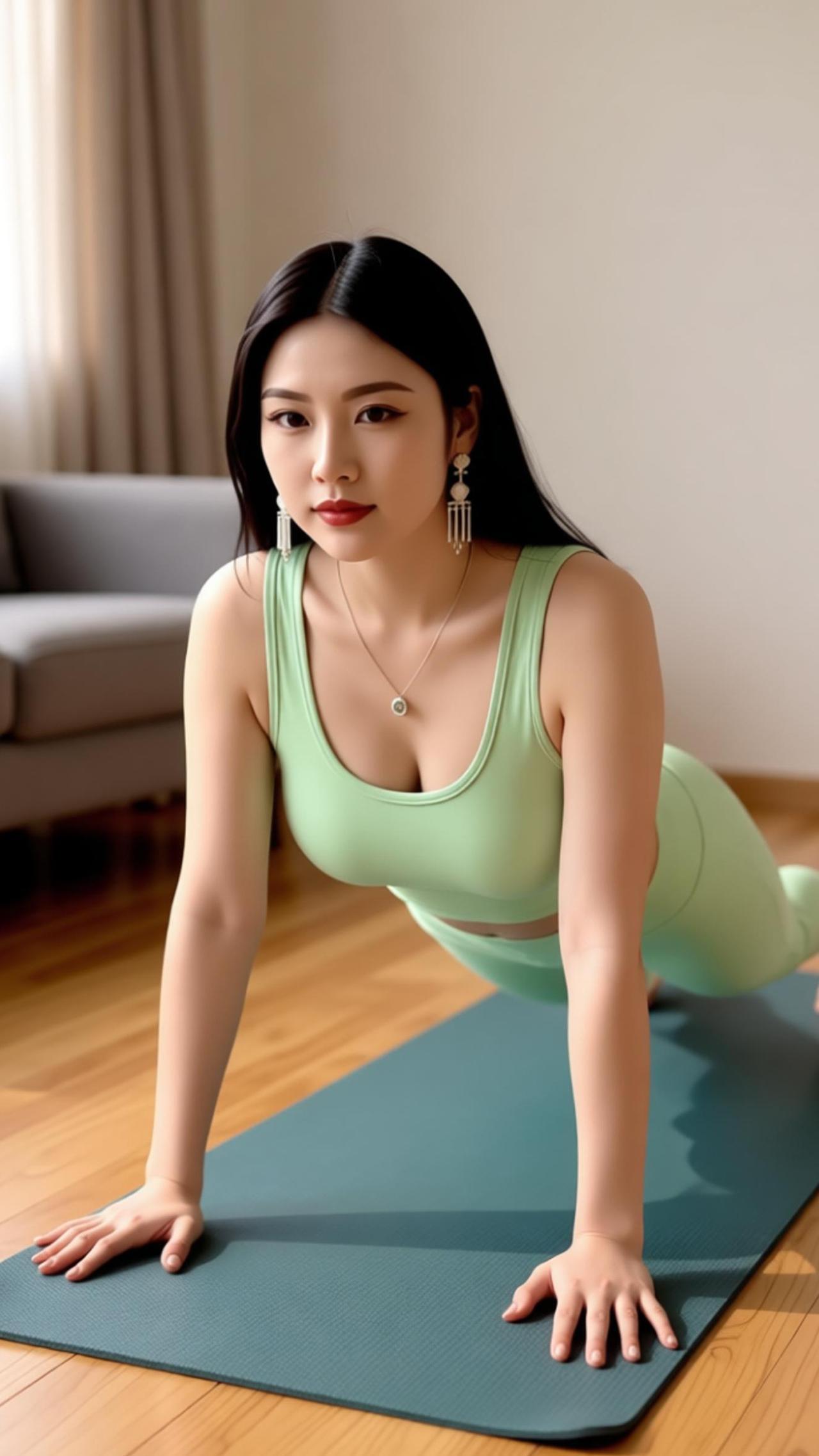 苏念念小姐姐日常瑜伽，浅绿色瑜伽服穿身上，瞬间感觉自己是瑜伽馆里最靓的崽😎！跟