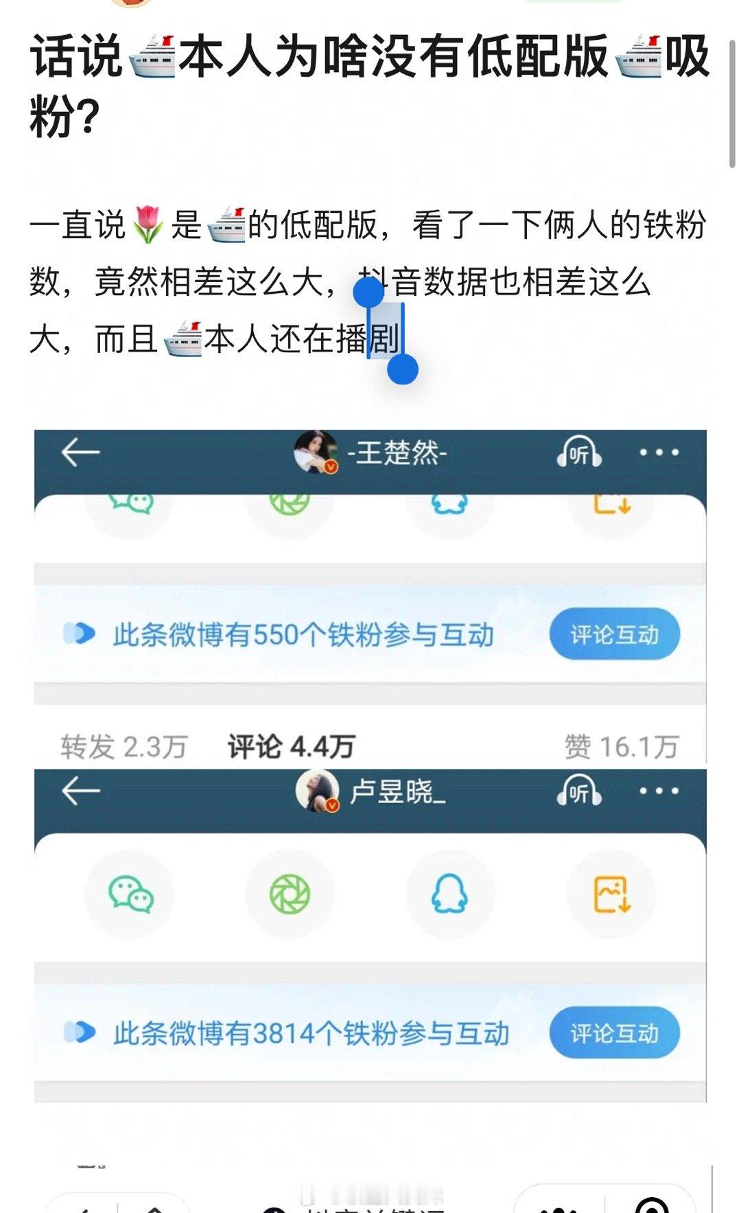 一直说卢昱晓是王楚然的低配版，那怎么王楚然还没低配吸粉 ​​​