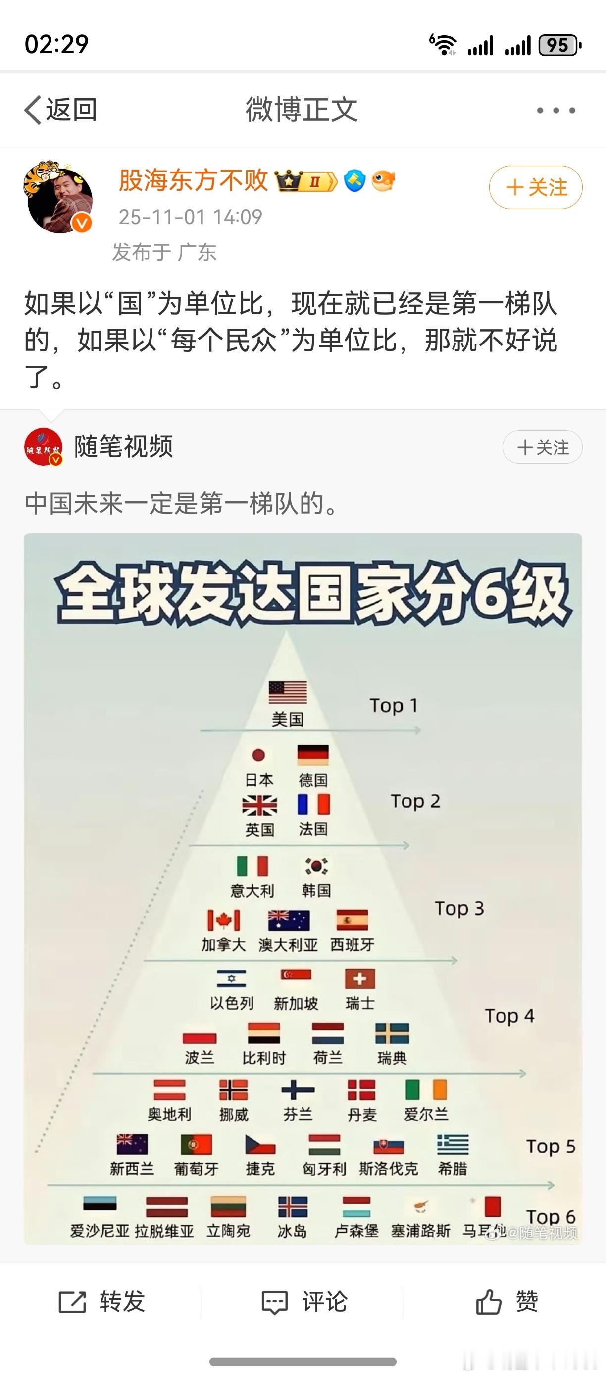 如果以“每个民众”来比，美国是第6级。英法德日，应该是4、5级。那些“不起眼”的