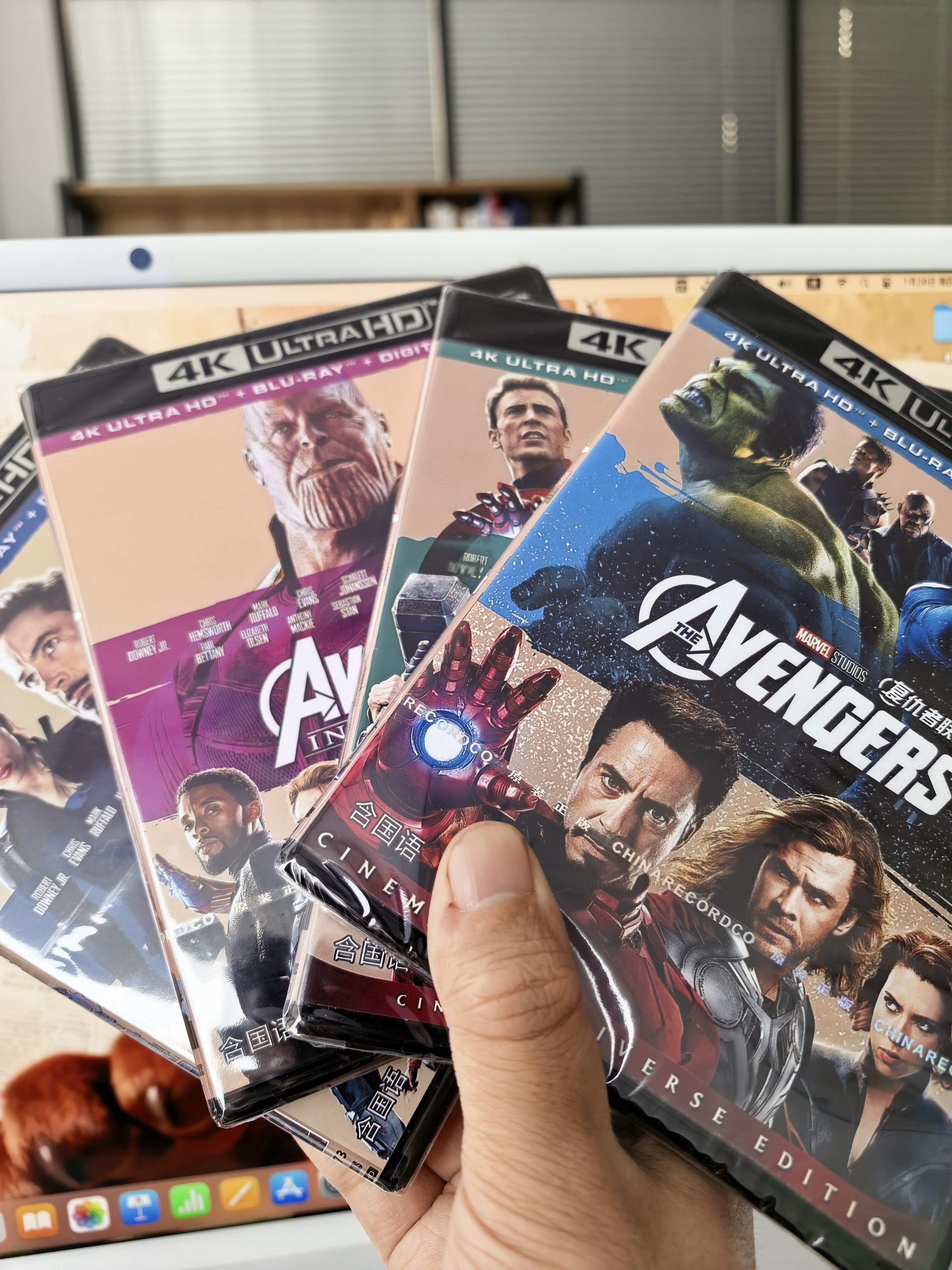 买了一套复仇者联盟系列的4K HUD蓝光碟片。一会放放试试，效果好的话就把漫威其