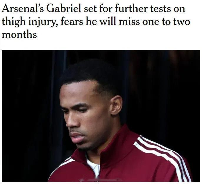 DO和gunnerblog在TA联合发文，正继续评估加布里埃尔的伤情，这名27岁